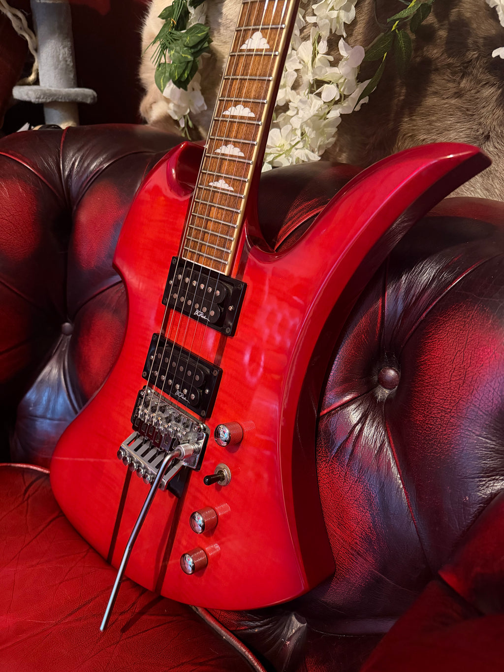 Scarlet! - B.C. Rich Mockingbird NJ Neck-Thru c.1999–2002 Transparent Red
