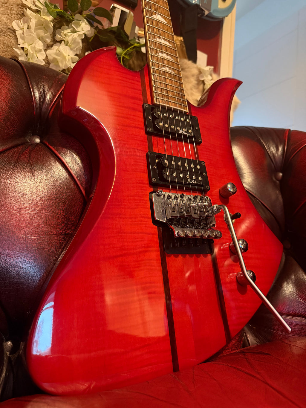 Scarlet! - B.C. Rich Mockingbird NJ Neck-Thru c.1999–2002 Transparent Red
